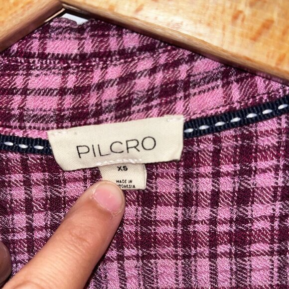 Anthropologie Pilcro Womens Pink & Black Plaid Button-Down Shirt XS - Picture 6 of 9